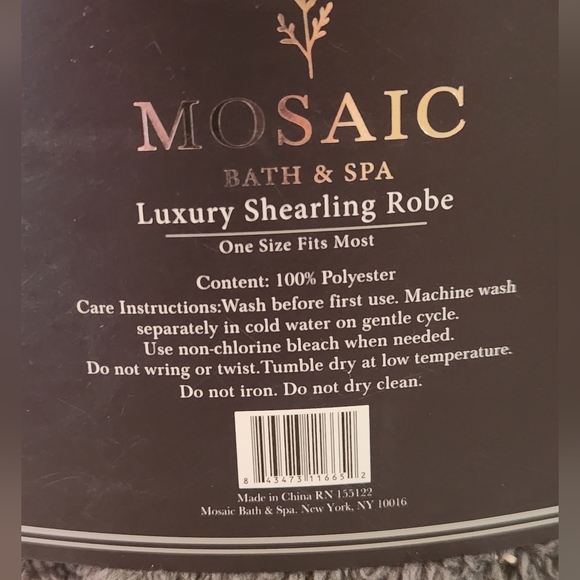 Mosaic Bath & Spa Luxury Shearling Robe - One Size Dark Gray - Picture 4 of 5